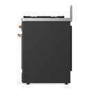 ILVE Majestic III 30-inch Dual Fuel Range with 5 Natural Gas Burner and Solid Door Electric Oven in Graphite Matte with Brass Trim (UM30QNR3MGG)