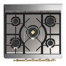 ILVE Majestic III 30-inch Dual Fuel Range with 5 Natural Gas Burner and Solid Door Electric Oven in Graphite Matte with Brass Trim (UM30QNR3MGG)
