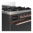 ILVE Majestic III 30-inch Dual Fuel Range with 5 Liquid Propane Burner and Solid Door Electric Oven in Graphite Matte with Copper Trim (UM30QNR3MGPLP)