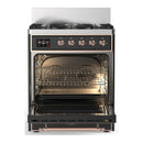 ILVE Majestic III 30-inch Dual Fuel Range with 5 Liquid Propane Burner and Solid Door Electric Oven in Graphite Matte with Copper Trim (UM30QNR3MGPLP)