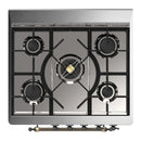 ILVE Majestic III 30-inch Dual Fuel Range with 5 Natural Gas Burner and Solid Door Electric Oven in RAL with Burnished Trim (UM30QNR3RAB)