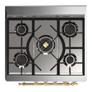 ILVE Majestic III 30-inch Dual Fuel Range with 5 Natural Gas Burner and Solid Door Electric Oven in RAL with Brass Trim (UM30QNR3RAG)