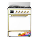 ILVE Majestic III 30-inch Dual Fuel Range with 5 Liquid Propane Burner and Solid Door Electric Oven in RAL with Brass Trim (UM30QNR3RAGLP)