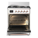 ILVE Majestic III 30-inch Dual Fuel Range with 5 Natural Gas Burner and Solid Door Electric Oven in RAL with Copper Trim (UM30QNR3RAP)
