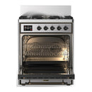 ILVE Majestic III 30-inch Dual Fuel Range with 5 Natural Gas Burner and Solid Door Electric Oven in Stainless Steel with Burnished Trim (UM30QNR3SSB)