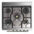 ILVE Majestic III 30-inch Dual Fuel Range with 5 Liquid Propane Burner and Solid Door Electric Oven in Stainless Steel with Burnished Trim (UM30QNR3SSBLP)