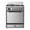 ILVE Majestic III 30-inch Dual Fuel Range with 5 Natural Gas Burner and Solid Door Electric Oven in Stainless Steel with Burnished Trim (UM30QNR3SSB)