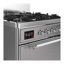 ILVE Majestic III 30-inch Dual Fuel Range with 5 Natural Gas Burner and Solid Door Electric Oven in Stainless Steel with Chrome Trim (UM30QNR3SSC)