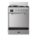 ILVE Majestic III 30-inch Dual Fuel Range with 5 Natural Gas Burner and Solid Door Electric Oven in Stainless Steel with Chrome Trim (UM30QNR3SSC)