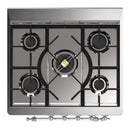 ILVE Majestic III 30-inch Dual Fuel Range with 5 Natural Gas Burner and Solid Door Electric Oven in Stainless Steel with Chrome Trim (UM30QNR3SSC)