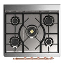 ILVE Majestic III 30-inch Dual Fuel Range with 5 Liquid Propane Burner and Solid Door Electric Oven in Stainless Steel with Copper Trim (UM30QNR3SSPLP)