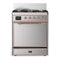 ILVE Majestic III 30-inch Dual Fuel Range with 5 Natural Gas Burner and Solid Door Electric Oven in Stainless Steel with Copper Trim (UM30QNR3SSP)