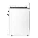 ILVE Majestic III 30-inch Dual Fuel Range with 5 Natural Gas Burner and Solid Door Electric Oven in White with Burnished Trim (UM30QNR3WHB)