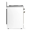 ILVE Majestic III 30-inch Dual Fuel Range with 5 Natural Gas Burner and Solid Door Electric Oven in White with Burnished Trim (UM30QNR3WHB)