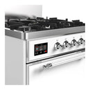 ILVE Majestic III 30-inch Dual Fuel Range with 5 Natural Gas Burner and Solid Door Electric Oven in White with Chrome Trim (UM30QNR3WHC)