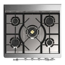 ILVE Majestic III 30-inch Dual Fuel Range with 5 Natural Gas Burner and Solid Door Electric Oven in White with Chrome Trim (UM30QNR3WHC)