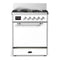 ILVE Majestic III 30-inch Dual Fuel Range with 5 Natural Gas Burner and Solid Door Electric Oven in White with Chrome Trim (UM30QNR3WHC)