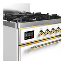 ILVE Majestic III 30-inch Dual Fuel Range with 5 Natural Gas Burner and Solid Door Electric Oven in White with Brass Trim (UM30QNR3WHG)
