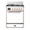 ILVE Majestic III 30-inch Dual Fuel Range with 5 Natural Gas Burner and Solid Door Electric Oven in White with Copper Trim (UM30QNR3WHP)