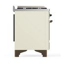 ILVE Majestic III 36-inch Dual Fuel Range with 6 Natural Gas Burner, Griddle and Triple Glass Door Electric Oven in Antique White with Burnished Trim (UM36FNR3AWB)