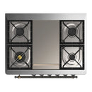 ILVE Majestic III 36-inch Dual Fuel Range with 6 Natural Gas Burner, Griddle and Triple Glass Door Electric Oven in Antique White with Burnished Trim (UM36FNR3AWB)