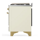 ILVE Majestic III 36-inch Dual Fuel Range with 6 Natural Gas Burner, Griddle and Triple Glass Door Electric Oven in Antique White with Brass Trim (UM36FNR3AWG)