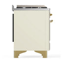 ILVE Majestic III 36-inch Dual Fuel Range with 6 Natural Gas Burner, Griddle and Triple Glass Door Electric Oven in Antique White with Brass Trim (UM36FNR3AWG)