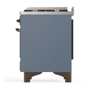 ILVE Majestic III 36-inch Dual Fuel Range with 6 Natural Gas Burner, Griddle and Triple Glass Door Electric Oven in Blue Grey with Burnished Trim (UM36FNR3BGB)