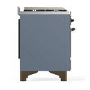 ILVE Majestic III 36-inch Dual Fuel Range with 6 Natural Gas Burner, Griddle and Triple Glass Door Electric Oven in Blue Grey with Burnished Trim (UM36FNR3BGB)