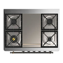 ILVE Majestic III 36-inch Dual Fuel Range with 6 Natural Gas Burner, Griddle and Triple Glass Door Electric Oven in Blue Grey with Burnished Trim (UM36FNR3BGB)
