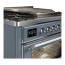 ILVE Majestic III 36-inch Dual Fuel Range with 5 Liquid Propane Burner, Griddle and Triple Glass Door Electric Oven in Blue Grey with Chrome Trim (UM36FNR3BGCLP)