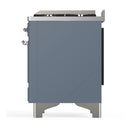 ILVE Majestic III 36-inch Dual Fuel Range with 6 Natural Gas Burner, Griddle and Triple Glass Door Electric Oven in Blue Grey with Chrome Trim (UM36FNR3BGC)