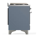 ILVE Majestic III 36-inch Dual Fuel Range with 6 Natural Gas Burner, Griddle and Triple Glass Door Electric Oven in Blue Grey with Chrome Trim (UM36FNR3BGC)