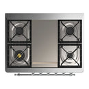 ILVE Majestic III 36-inch Dual Fuel Range with 6 Natural Gas Burner, Griddle and Triple Glass Door Electric Oven in Blue Grey with Chrome Trim (UM36FNR3BGC)