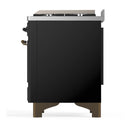 ILVE Majestic III 36-inch Dual Fuel Range with 6 Natural Gas Burner, Griddle and Triple Glass Door Electric Oven in Glossy Black with Burnished Trim (UM36FNR3BKB)