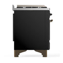 ILVE Majestic III 36-inch Dual Fuel Range with 6 Natural Gas Burner, Griddle and Triple Glass Door Electric Oven in Glossy Black with Burnished Trim (UM36FNR3BKB)