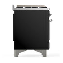ILVE Majestic III 36-inch Dual Fuel Range with 6 Natural Gas Burner, Griddle and Triple Glass Door Electric Oven in Glossy Black with Chrome Trim (UM36FNR3BKC)
