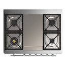 ILVE Majestic III 36-inch Dual Fuel Range with 6 Natural Gas Burner, Griddle and Triple Glass Door Electric Oven in Glossy Black with Chrome Trim (UM36FNR3BKC)