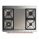 ILVE Majestic III 36-inch Dual Fuel Range with 6 Natural Gas Burner, Griddle and Triple Glass Door Electric Oven in Glossy Black with Copper Trim (UM36FNR3BKP)