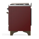 ILVE Majestic III 36-inch Dual Fuel Range with 5 Liquid Propane Burner, Griddle and Triple Glass Door Electric Oven in Burgundy with Burnished Trim (UM36FNR3BUBLP)