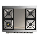ILVE Majestic III 36-inch Dual Fuel Range with 6 Natural Gas Burner, Griddle and Triple Glass Door Electric Oven in Burgundy with Burnished Trim (UM36FNR3BUB)