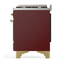 ILVE Majestic III 36-inch Dual Fuel Range with 6 Natural Gas Burner, Griddle and Triple Glass Door Electric Oven in Burgundy with Brass Trim (UM36FNR3BUG)