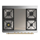 ILVE Majestic III 36-inch Dual Fuel Range with 6 Natural Gas Burner, Griddle and Triple Glass Door Electric Oven in Burgundy with Brass Trim (UM36FNR3BUG)