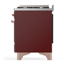 ILVE Majestic III 36-inch Dual Fuel Range with 6 Natural Gas Burner, Griddle and Triple Glass Door Electric Oven in Burgundy with Copper Trim (UM36FNR3BUP)