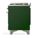 ILVE Majestic III 36-inch Dual Fuel Range with 6 Natural Gas Burner, Griddle and Triple Glass Door Electric Oven in Emerald Green with Chrome Trim (UM36FNR3EGC)