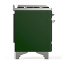ILVE Majestic III 36-inch Dual Fuel Range with 6 Natural Gas Burner, Griddle and Triple Glass Door Electric Oven in Emerald Green with Chrome Trim (UM36FNR3EGC)