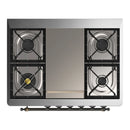 ILVE Majestic III 36-inch Dual Fuel Range with 6 Natural Gas Burner, Griddle and Triple Glass Door Electric Oven in Midnight Blue with Burnished Trim (UM36FNR3MBB)