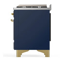 ILVE Majestic III 36-inch Dual Fuel Range with 5 Liquid Propane Burner, Griddle and Triple Glass Door Electric Oven in Blue Grey with Brass Trim (UM36FNR3MBGLP)