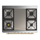 ILVE Majestic III 36-inch Dual Fuel Range with 6 Natural Gas Burner, Griddle and Triple Glass Door Electric Oven in Blue Grey with Brass Trim (UM36FNR3MBG)