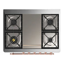 ILVE Majestic III 36-inch Dual Fuel Range with 6 Natural Gas Burner, Griddle and Triple Glass Door Electric Oven in Midnight Blue with Copper Trim (UM36FNR3MBP)